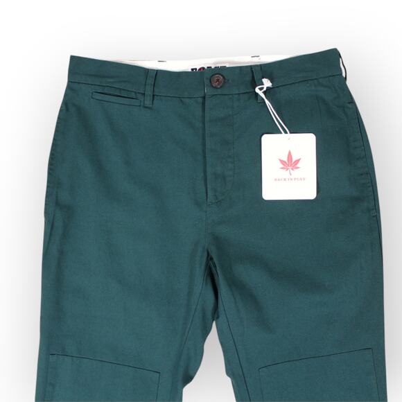 BOAST USA Mens 30x32 Patch Canvas Chino Pant ForestGreen Cotton Flat NWT - Picture 11 of 13